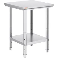 Vevor Edelstahl Arbeitstisch 60 cm x 60 cm Essenszubereitung für die Zubereitung von Mahlzeiten, Nähen, Waschen, Basteln, Garagennutzung usw.