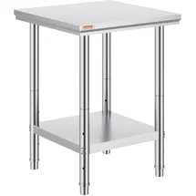 Vevor Edelstahl Arbeitstisch 60 cm x 60 cm Essenszubereitung für die Zubereitung von Mahlzeiten, Nähen, Waschen, Basteln, Garagennutzung usw.