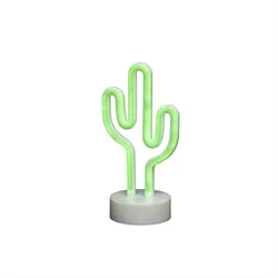 Konstsmide LED Schlauchsilhouette Kaktus, 25,5 cm, IP20, Timer-Steuerung, batteriebetrieben, grün