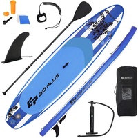 GOPLUS Stand Up Paddel Board 325×76×15cm, SUP Board mit Paddel verstellbar, Paddelboard Aufblasbar + Pumpe, Rucksack & Tragetasche, blau