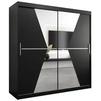 Abiks möbel MÖBEL Kryspol Schwebetürenschrank Schwarz, Kunststoff, Nachbildung, 9