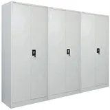 PROREGAL MegaDeal 3x Flügeltürenschrank ELEPHANT Komplett Montiert 2 Türen Abschließbar HxBxT 180x80x40cm 6 Fächern & Kleiderstange Stahl Lichtgrau