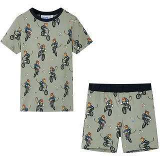 vidaXL Kinderpyjama mit Kurzen Ärmeln Hellkhaki 116