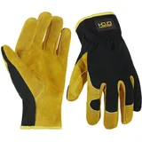 HANDLANDY Arbeitshandschuhe aus Rindsleder und Elasten für Fahrer,Mechaniker und Gärtner,Premium Rindsleder und atmungsaktive Rückseite