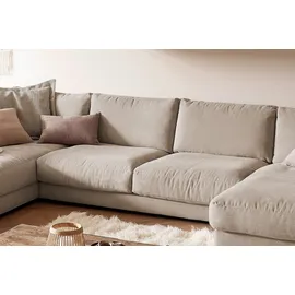 KAWOLA Wohnlandschaft U-Form Madeline Cord Longchair rechts taupe