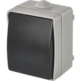 EMOS wasserdichter Klingelschalter mit Wippe, grau-schwarze Farbe, 250 V~/10 AX, Kunststoff, Aufputz zur Wandmontage, Schutzklasse IP54