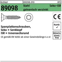  Spanplattenschraube R 89098 SEKO ISR VG 3,5x50-T15 Stahl galv.verz.