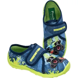 Fischer Markenschuh Klett-Hausschuh Blau 27