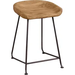 Hocker SIT "Live Edge", beige (natur), Hocker, aus massiver Akazie, mit Metallgestell