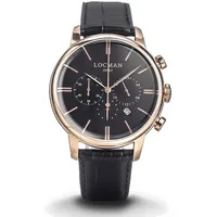 Locman Herrenuhr 1960 Klassisch Elegant Schwarz Etui PVD Gold