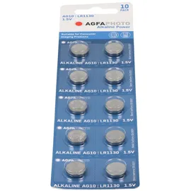 AgfaPhoto Knopfzelle, LR54, V10GA, 1.5V Power, Retail Blister (10-Pack)