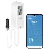 Luminea Home Control WLAN-Temperatur-/Luftfeuchtigkeitsmesser mit Innen- & Außensensor, App