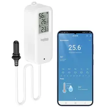 Luminea Home Control WLAN-Temperatur-/Luftfeuchtigkeitsmesser mit Innen- & Außensensor, App
