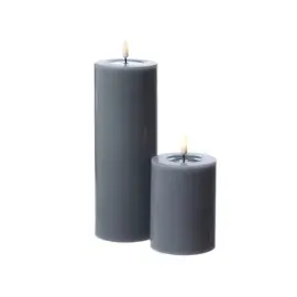 Deluxe Homeart Mia Deluxe LED Stumpenkerze 10 cm 7,5 cm grau