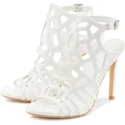 High-Heel-Sandalette "Sandalette mit Cut-Outs", Damen, Gr. 36, weiß, Obermaterial: 100% Polyurethan. Futter: 100% Polyurethan. Decksohle: 100% Lederimitat. Laufsohle: 100% Synthetik, LASCANA BELLE AFFAIRE, sexy, Schuhe, verführerischer Sommerschuh in Lack-Optik, Sandale