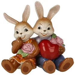Osterhase GOEBEL "Figur Hasen - Mein Valentins-Schatz", bunt, B:12cm H:12cm T:8cm, Steingut, Dekofiguren, Osterfigur, Dekofigur, Ostern, Osterdekoration
