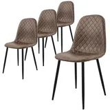 ML-Design Esszimmerstühle 4er Set, Braun, Küchenstuhl aus Kunstleder, Wohnzimmerstuhl mit Rückenlehne, Polsterstuhl mit Metallbeinen, Ergonomischer Stuhl für Esstisch, Esszimmerstuhl Scandinavian