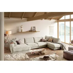 KAWOLA Sofa MADELINE Wohnlandschaft U-Form Cord cremeweiß Longchair links