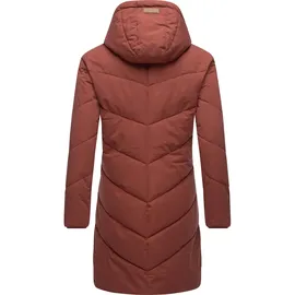 Ragwear Damen Wintermantel warmer wasserdichter Steppmantel lang mit abnehmbarer Kapuze Rebelka Terracotta22 Gr. 3XL - 3XL