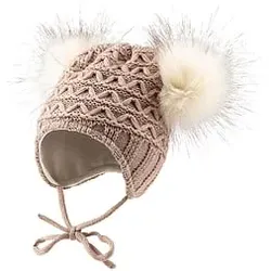 Sterntaler Strickmütze 2 Pompons sand, 43 cm