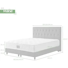 V6 Boxspringbett Modell 211 mit Taschenfederkernmatratze - Grau)