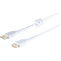 ShiverPeaks S/CONN maximum connectivity USB High Speed 2.0 Verlängerung mit Ferrit, A Stecker auf A Buchse, vergoldete Kontakte, USB 2.0, weiß, 3,0m (77123-WF)