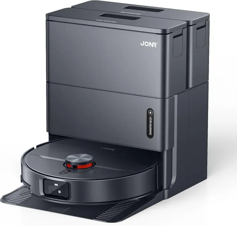 JONR X1 Max All-in-One Roboter Staubsauger, erweiterbare Doppelarme, 20 kPa Saugkraft, 75 °C Heißwasserwäsche, 45 °C Heißlufttrocknung, verhedderungsfreie Haarentfernung, KI-Hindernisvermeidung