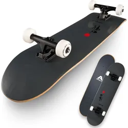 Skateboard 31.5 Zoll 7-lagiges Deck mit ABEC 7 Kugellagern SCHWARZ|ROT 31"