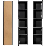 [en.casa] Skelbolu Hochschrank 140 x 30 x 25 cm Schwarz Metall/MDF/Spanplatte