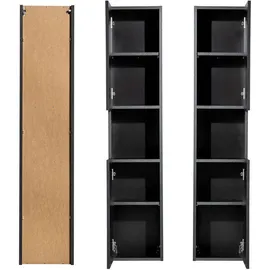 [en.casa] Skelbolu Hochschrank 140 x 30 x 25 cm Schwarz Metall/MDF/Spanplatte