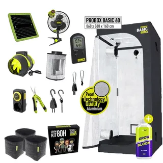 Garden Highpro - Growbox Komplettset Anbau Set mit LED Vollspektrum Grow Lampe Dimmbar, 60x60x160 cm, mit Ventilator, Abluft Aktivkohlefilter, Growzelt Anzucht Gewächshaus, Grow Tent Complete Set