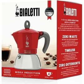 Bialetti Moka Induction 4 Tassen rot/silber