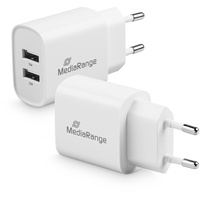 MediaRange 12W 2x USB Ladegerät, Weiss