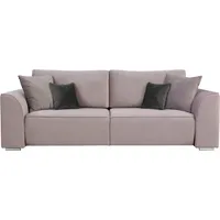 3-Sitzer INOSIGN "Beatrice Schlafsofa" Sofas Gr. B/H/T: 250cm x 92cm x 107cm, Samtoptik, ohne Bettfunktion-ohne Bettkasten, rosa (rosé) wahlweise auch mit Bettfunktion und Bettkasten, incl. 2 Zierkissen