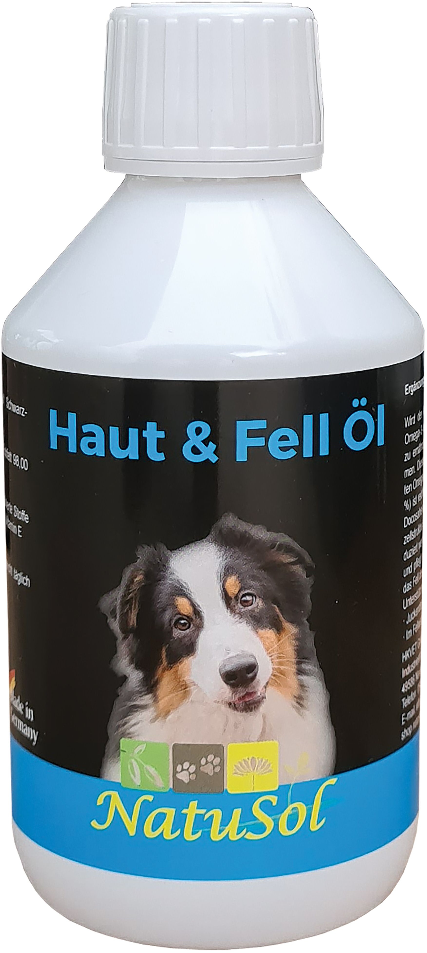 NatuSol Haut & Fell Öl für Hunde -Bei juckender und schuppiger Haut- 250 ml