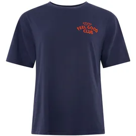 Zwillingsherz T-Shirt "Feel Good Club", Damen, Gr. L/XL, marine, Sweatware, Obermaterial: 100% Baumwolle, bestickt, unifarben, klassisch hüftbedeckend, Rundhals, Shirts T-Shirt, Rundhals, einfarbig, kleine Stickerei vorne