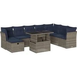 vidaXL Gartensofa-Set 9-tlg. grau Polyrattan