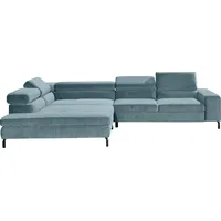 GALLERY M branded by Musterring Ecksofa »Felicia Due L-Form«, Wahlweise mit Sitzvorzug, inkl. Kopfteilverstellung, Sitzhöhe 43 cm blau