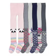 TupTam Strumpfhose Mädchen Bunt Gemustert 6er Pack – Warme Strickstrumpfhosen für Herbst und Winter, Farbe: Farbenmix 3, Größe: 116-122 - 116-122