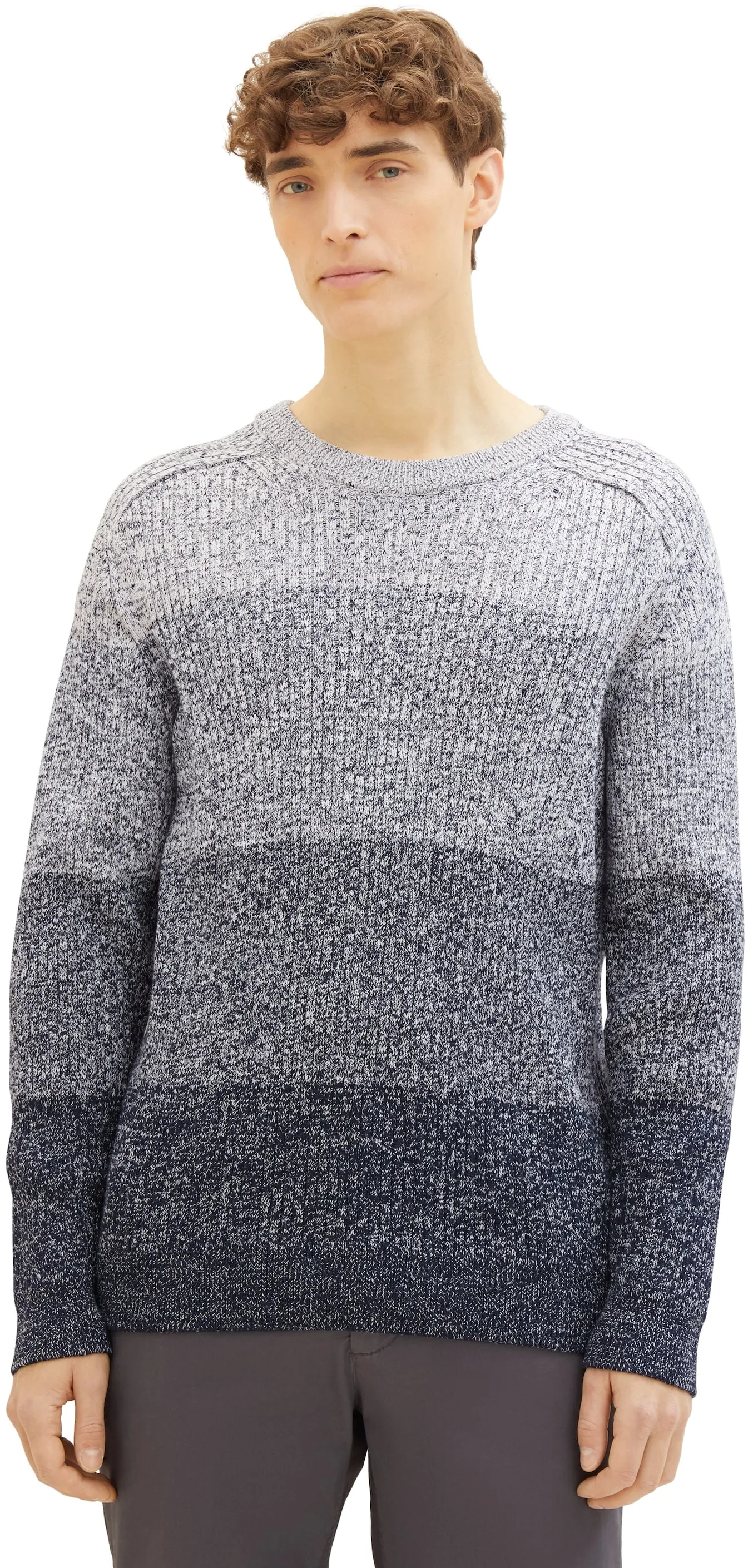 Strickpullover TOM TAILOR DENIM Gr. XXL, blau (white, navy) Herren Pullover Rundhalspullover