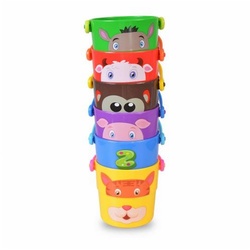 Moni Sandspielzeug Spielzeugeimer-Set K999-219B Wasser, Sand, 6 bunte Eimer rot