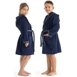 Bruno Banani Kinderbademantel BRUNO BANANI "Danny, Ideal für Zuhause, Schwimmbad oder im Urlaub" Gr. 104, blau (marine), L:61cm, Walkfrottee, Hausmäntel, mit Logostreifen, aus 100% Baumwolle