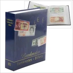 Banknotenalbum für verschieden große Banknoten. Gebunden. 50 Seiten.