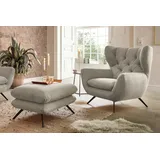 KAWOLA Sessel CHARME Hochlehnsessel Cord steingrau mit Hockerbank