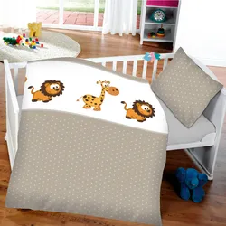 Bestgoodies Kinder Betten-Set inkl. Bettwäsche 100x135cm / 40x60cm - Löwe & Giraffe