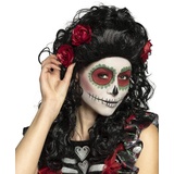 Boland 85606 - Perücke Catrina, langes Kunsthaar mit Blüten, Langhaar-Frisur, Dia de los Muertos, Kopfbedeckung, Kostüm, Karneval, Mottoparty, Halloween