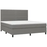 vidaXL Boxspringbett mit Matratze & LED Dunkelgrau 180x200 cm Stoff