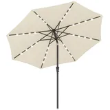Songmics Sonnenschirm mit LED-Solar-Beleuchtung, beige
