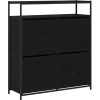 VidaXL Schuhschrank mit 4 Klappschubladen Schwarze Eiche 100x34x112 cm