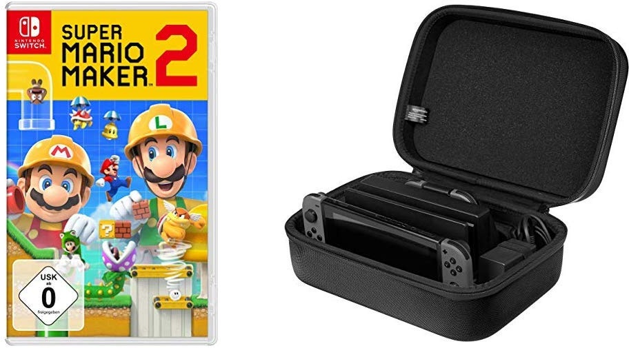 Super Mario Maker 2 - Standard Edition [Nintendo Switch] & Amazon Basics - Reise- und Aufbewahrungsbox f√or die Nintendo Switch, Schwarz